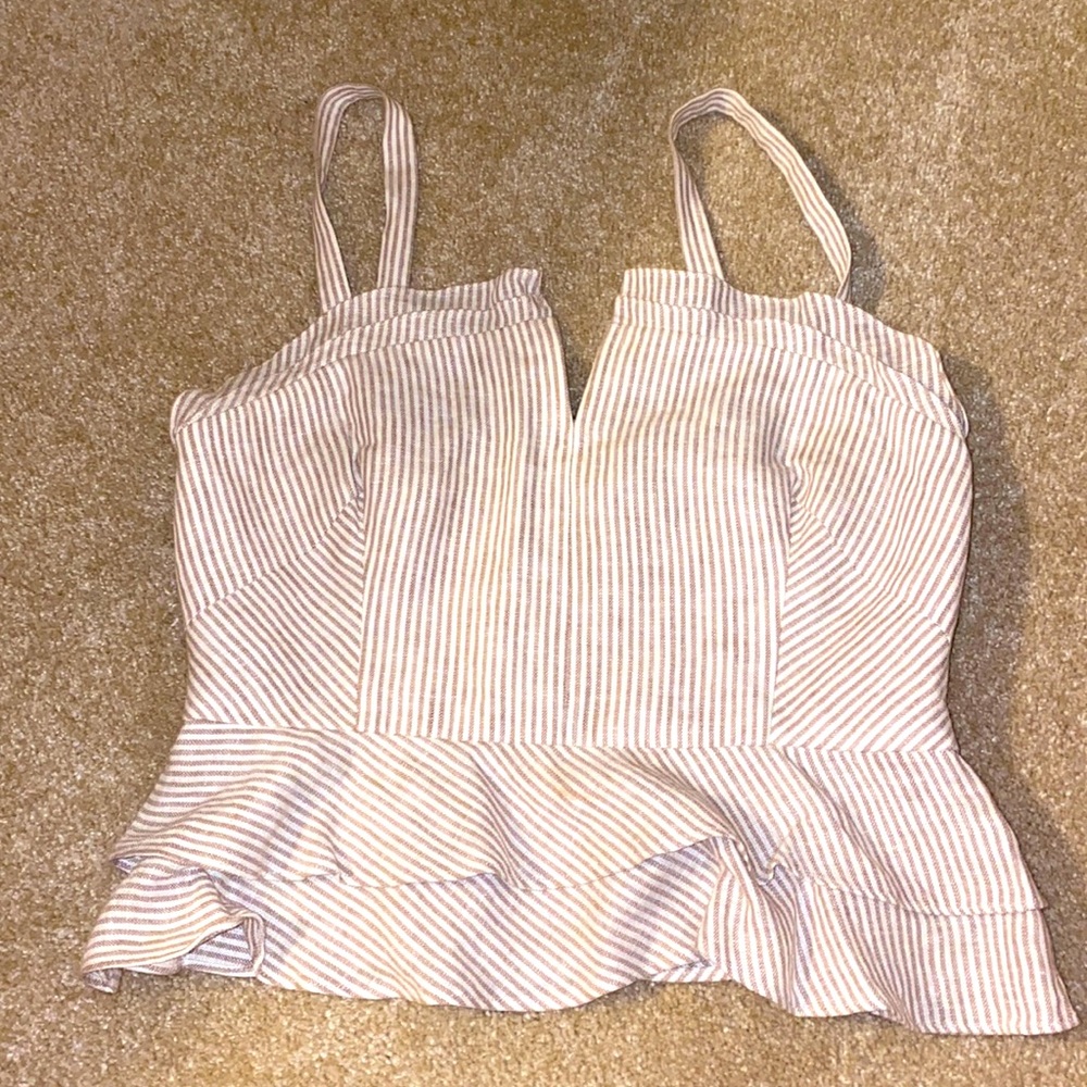 Linen stripped top from intermix